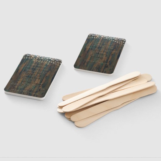 Éventail Rustic Wood Lace Lights Programme de mariage (Non-assemblé)