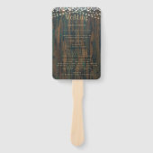 Éventail Rustic Wood Lace Lights Programme de mariage (Devant)