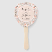 Éventail Rustic Wood Shabby Chic Roses Noms et Mariage Date (Devant)