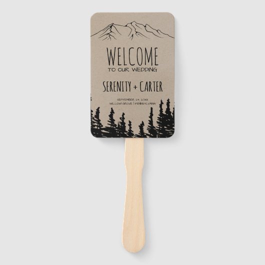 Éventail Rustic Woodsy Mountain Wedding Programme (Devant)