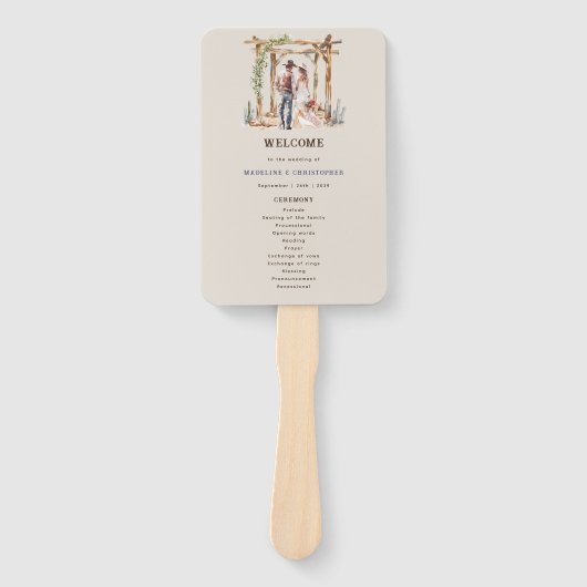 Éventail Rustique aquarelle Western Ranch Programme de mari (Devant)