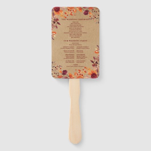 Éventail Rustique Automne Autumnal Floral Wedding Programme (Dos)
