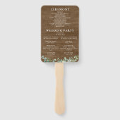 Éventail Rustique Bois Eucalyptus Programme de mariage vert (Dos)
