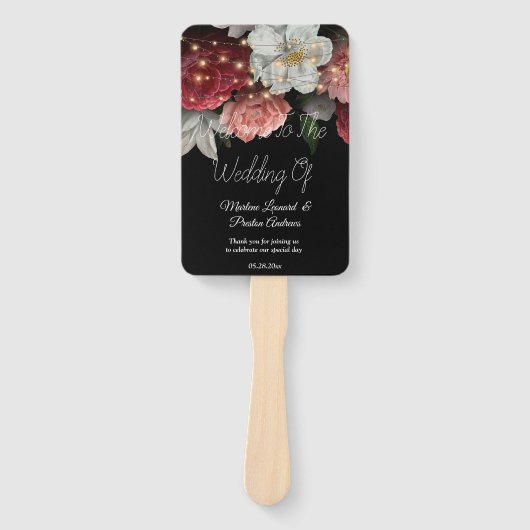 Éventail Rustique bordeaux Fil Mariage (Devant)