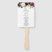 Éventail Rustique Bourgogne Marine Bleu & Rouge Beauté Fleu (Devant)