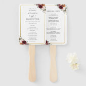 Éventail Rustique Bourgogne Orange Rose Floral Wedding Prog (Devant et derrière)