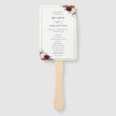 Éventail Rustique Bourgogne Orange Rose Floral Wedding Prog (Devant)