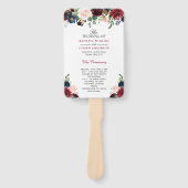 Éventail Rustique Bourgogne Rouge Bleu Floral Programme de  (Devant)