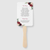 Éventail Rustique Bourgogne Rouge Bleu Floral Programme de  (Dos)