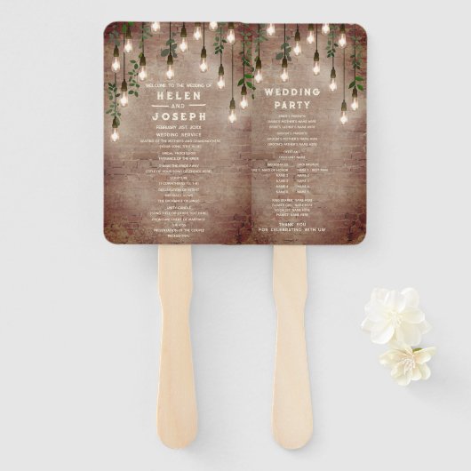 Éventail Rustique brique Vintage Lightbulb programme de mar (Devant et derrière)