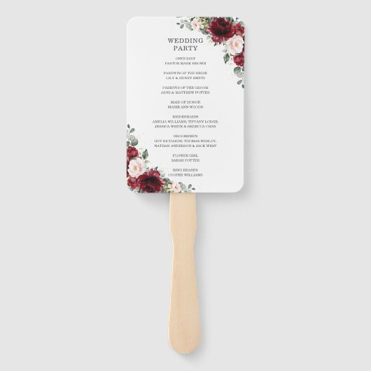 Éventail Rustique Burgundy Blush Floral Wedding Programme (Dos)