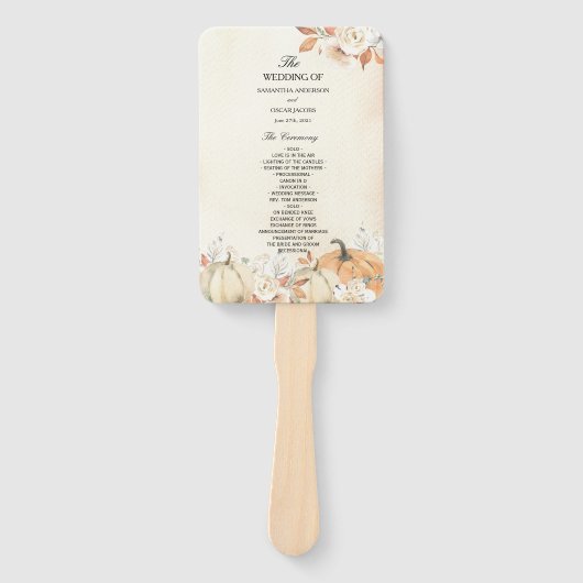 Éventail Rustique Citrouilles et fleurs d'automne (Devant)