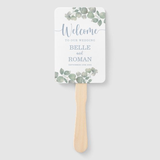 Éventail Rustique Eucalyptus Foliage Programme de mariage (Devant)