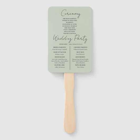 Éventail Rustique Eucalyptus Mariage de verdure (Dos)