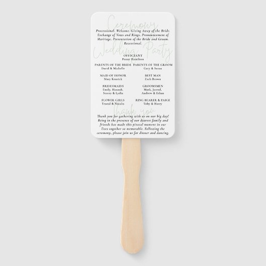 Éventail Rustique Eucalyptus Programme de mariage (Dos)