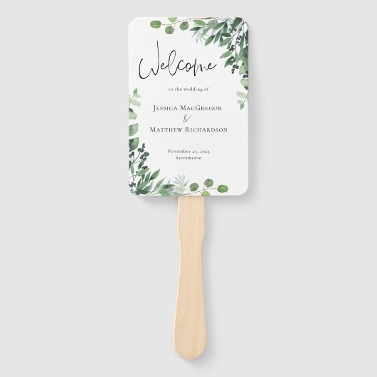 Éventail Rustique Eucalyptus Programme de mariage (Devant)
