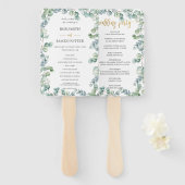 Éventail Rustique Eucalyptus Programme de mariage vert (Devant et derrière)