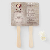 Éventail Rustique Floral Bourgogne Mason Jar Programme de m (Devant et derrière)