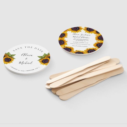 Éventail Rustique floral élégant script mariage date de sau (Non-assemblé)