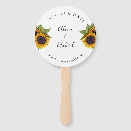 Éventail Rustique floral élégant script mariage date de sau (Devant)