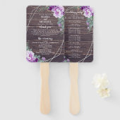 Éventail Rustique Floral Purple & Silver Wedding Programme (Devant et derrière)