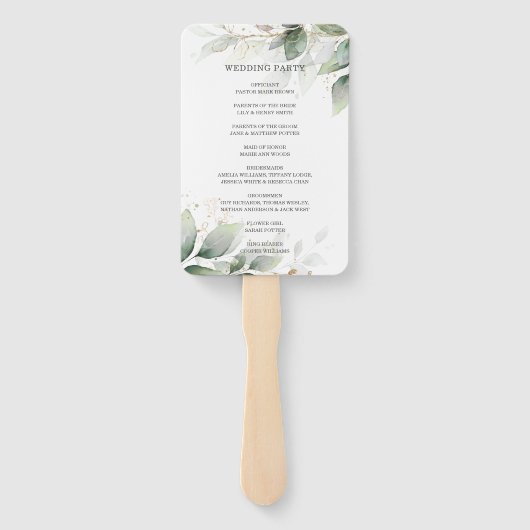 Éventail Rustique Sage Green Programmes de mariage d'or feu (Dos)