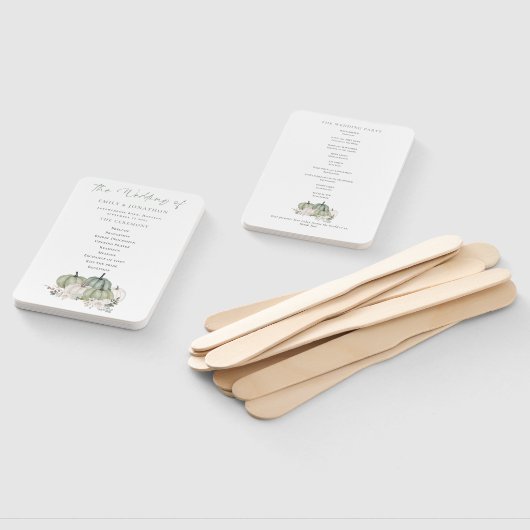 Éventail Sage Citrouille Florals Programme de mariage (Non-assemblé)