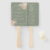 Éventail Sage Green Boho Pampas Grass Arch Wedding Programm (Devant et derrière)