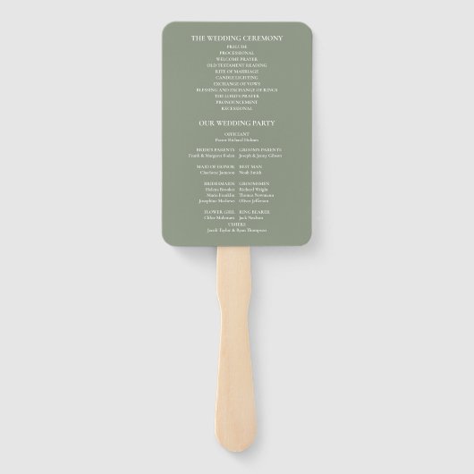 Éventail Sage Green Boho Pampas Grass Arch Wedding Programm (Dos)