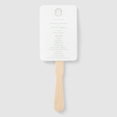 Éventail Sage Green Crest Monogramme Programme de mariage (Devant)