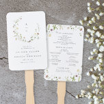 Éventail Sage Green Fleur sauvage Rustic Boho Wedding Progr<br><div class="desc">Elégante délicate aquarelle fleur sauvage cadres de couronnes couple monogramme, avec personnalisation vos propres détails de l'événement. Palettes pastel de jaune tendre, blanc cassé, vert sauge, rose poussiéreux, rose roux, bordeaux, et verdure botanique, simple et romantique. Des programmes de mariage floraux pour mariage rustique moderne, mariage de jardin de campagne...</div>