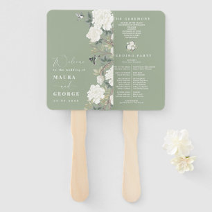 Éventail Sage Green Ivory Chinoiserie Programme de mariage