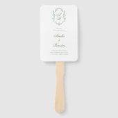 Éventail Sage Green Leaf Monogram Crest Wedding Programme (Devant)