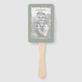 Éventail Sage Green Photo moderne Gold Heart Wedding Progra (Devant)