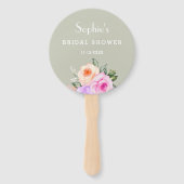 Éventail Sage Green Roses lumineux rose Fête des mariées fl (Devant)