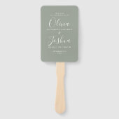 Éventail Sage Green Signature Script Mariage juif (Devant)