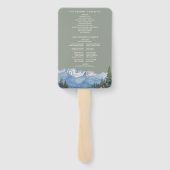 Éventail Sage Green Watercolor Mountain Wedding Programme (Dos)