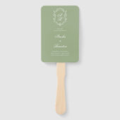 Éventail Sage Green & White Monogram Crest Wedding Program (Devant)