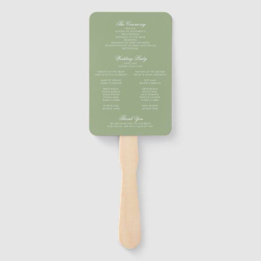 Éventail Sage Green & White Monogram Crest Wedding Program (Dos)
