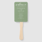 Éventail Sage Green White Typographie Programme de mariage (Devant)