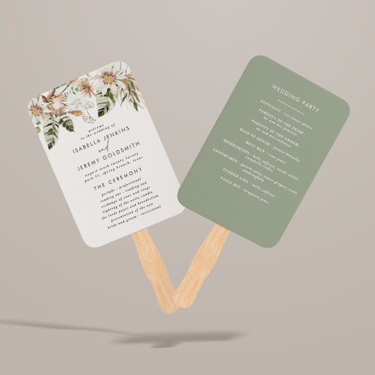 Éventail Sage vert botanique rustique élégant moderne