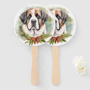 Éventail Saint Bernard Christmas Wreath Festive Pup