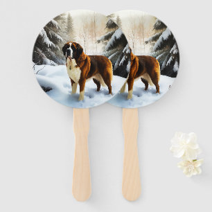 Éventail Saint Bernard Laissez Tomber la Neige Noël