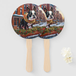 Éventail Saison de Noël de Boston Terrier