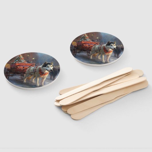 Éventail Saison de Noël du Malamute de l'Alaska (Non-assemblé)