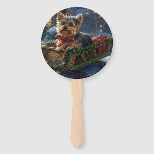 Éventail Saison de Noël du Yorkshire Terrier (Dos)