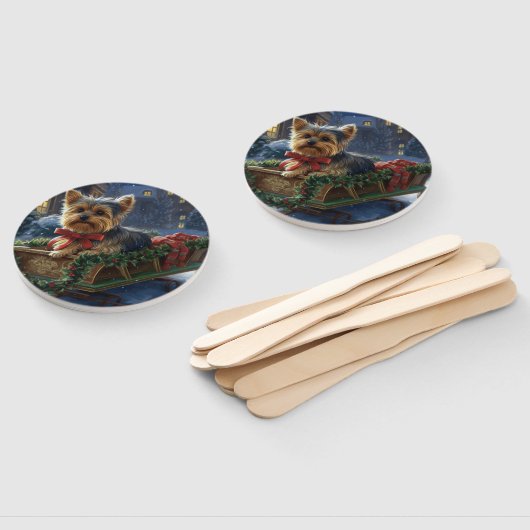 Éventail Saison de Noël du Yorkshire Terrier (Non-assemblé)