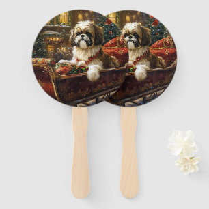 Éventail Saison de Noël Shih Tzu