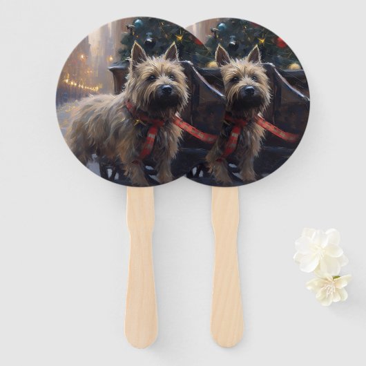 Éventail Saison Festive de Noël à Cairn Terrier (Devant et derrière)
