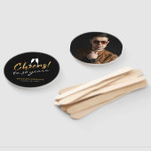 Éventail Salutations à 30 ans Gold Black Photo Adulte Anniv (Non-assemblé)